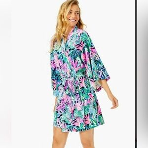 Lilly Pulitzer Bringing Mermaid Back Elaine Soft Robe, Sz S/M